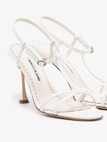 Thumbnail for your product : Manolo Blahnik white Raqui 105 snake print leather sandals