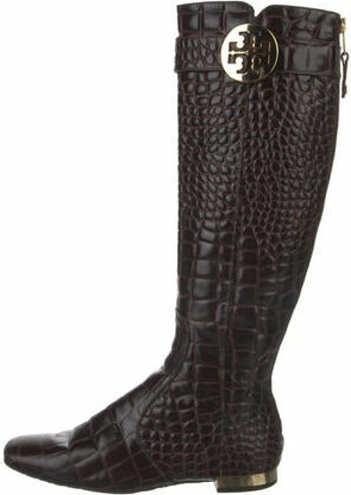 Tory Burch Embossed Crocodile Leather Riding Boots - ShopStyle