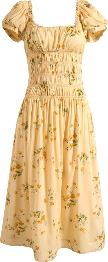 Reformation Riva Shirred Midi Dress