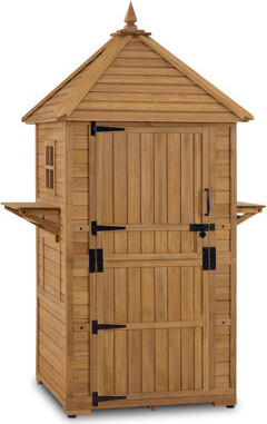 Newacme LLC 3 ft. W x 3 ft. D Large Outdoor Storage Shed with Lockable Door and Double Foldable Tables