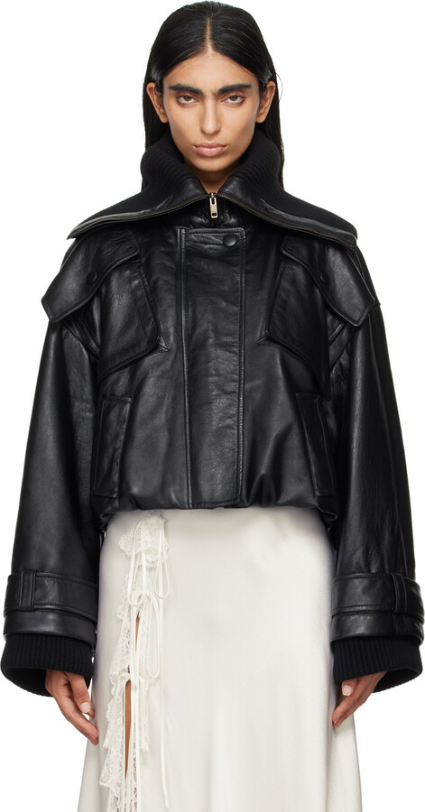 Chloé Black Cropped Leather Jacket