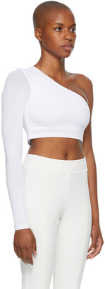Alo White Ribbed Wave Sport Top