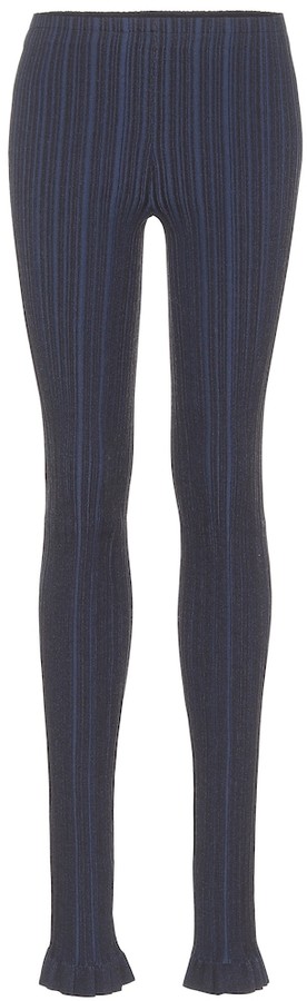 Acne Studios Ribbed-knit cotton-blend leggings - ShopStyle
