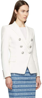 Balmain White Tweed Double-Breasted Blazer