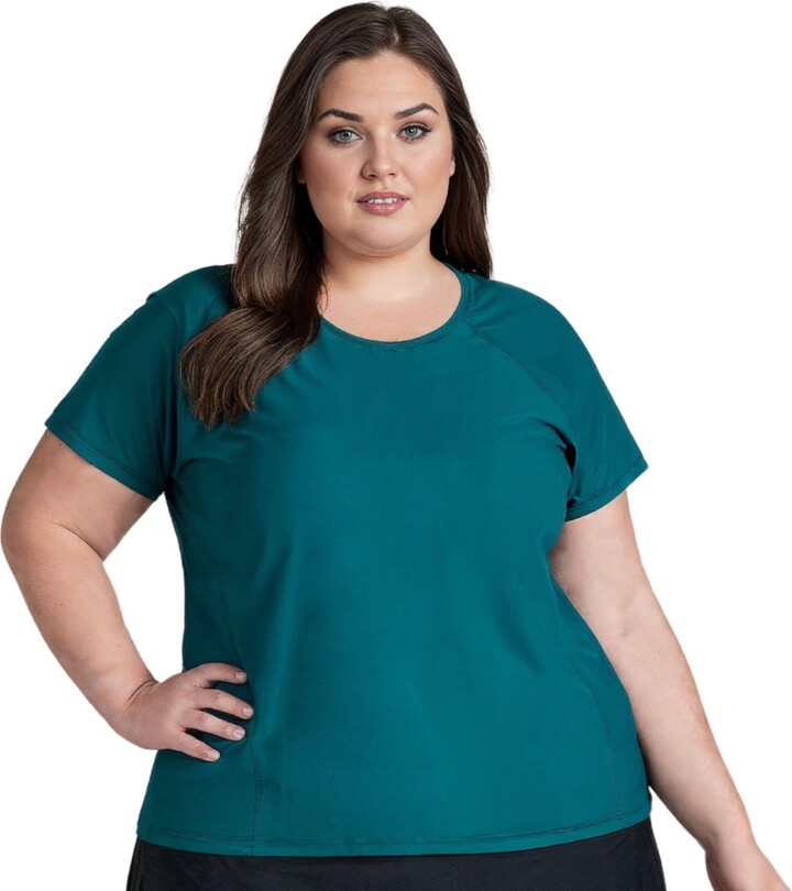 Calypsa Plus Size Loose Fit Adele Swim Top - Navy/tidal wave