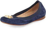 Thumbnail for your product : Tory Burch Caroline Suede Ballerina Flat, Clare Blue (Navy)