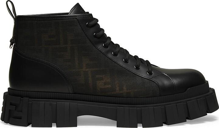 Fendi Monogrammed Lace-Up Ankle Boots - ShopStyle