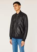 Thumbnail for your product : Paul Smith Men's Black Leather Bomber Jacket With Chest Pocket