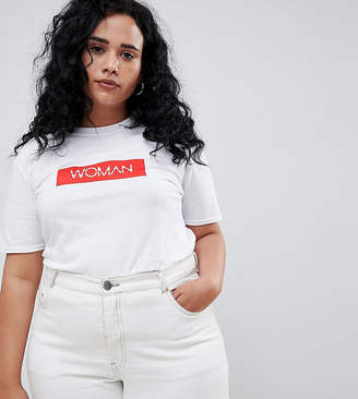 boohoo Plus Woman Slogan T-Shirt