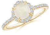 Thumbnail for your product : Angara.com October Birthstone - Claw-Set Vintage Diamond Halo Round Opal Ring in 14K Yellow Gold (6mm Opal)