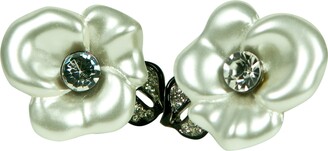 Kenneth Jay Lane Pearlized Flower With Leaf -Clip Earring