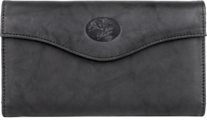 Julia Buxton Women’s Heiress Organizer Clutch Leather, Black