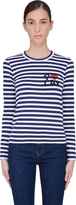Thumbnail for your product : Comme des Garcons Play Navy Striped Emblem T-Shirt