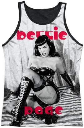 Bettie Page Pin-Up Model Icon Knee High Boots Adult Black Back Tank Top Shirt