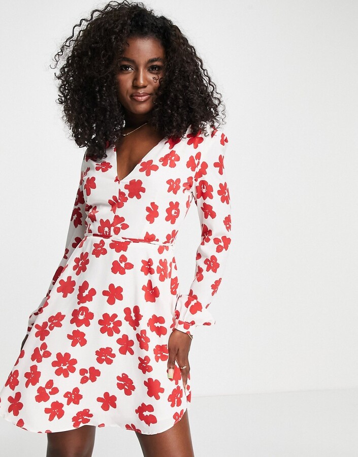 Women's Y2K Floral Print Puff Sleeves Boho Dress Rectangular Neck Ruffled  A-line Split Party Long Maxi Dress - b, size: l : Amazon.de: Fashion