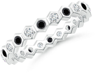 Natori Indochine 14k Hexagon Black & White Diamond Stacking Eternity Band Ring