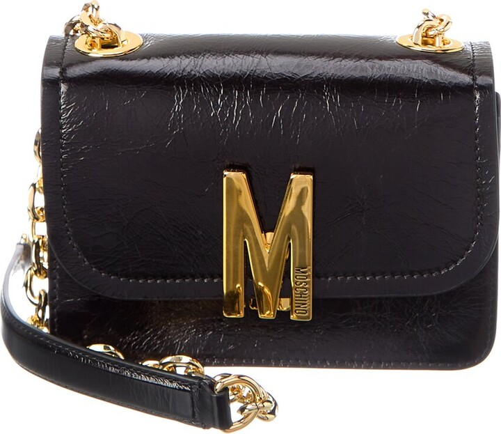 Moschino Women's M Logo Quilted Leather Shoulder Bag