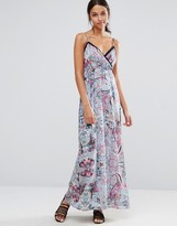 Thumbnail for your product : Yumi Floral Cami Maxi Dress With Cut Outs