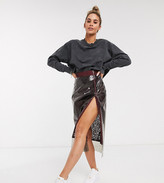 Thumbnail for your product : ASOS DESIGN premium lace pencil skirt with coated layer
