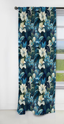 Twilight Oasis Tropical Pattern - Floral Curtain - Blackout Floral Curtain - 1 Panels