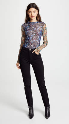 Yigal Azrouel Floral Printed Stretch Mesh Top