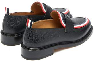 Thom Browne Tricolour-striped Pebbled-leather Penny Loafers - Mens - Black