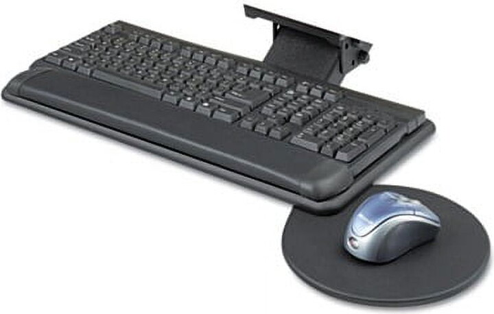 Safco Adjustable Keyboard Platform with Swivel Mouse Tray 18.5w x 9.5d, Black
