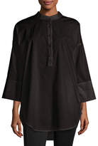 Thumbnail for your product : Go Silk 3/4-Sleeve Half-Button Oversized Stretch-Cotton Shirt, Petite