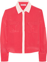 Thumbnail for your product : Chelsea Flower Contrast-trimmed georgette shirt