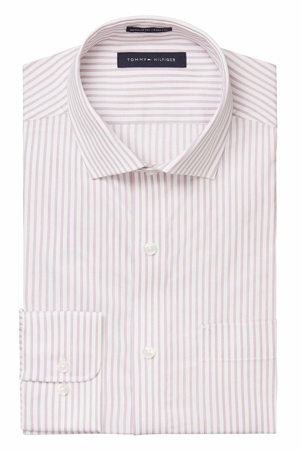 Tommy Hilfiger Men's Dress Shirt Regular Fit Stretch Stripe ShopStyle