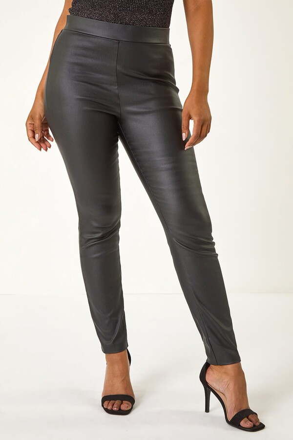 Brown Leather Split Hem Trousers Missguided Petite Leather