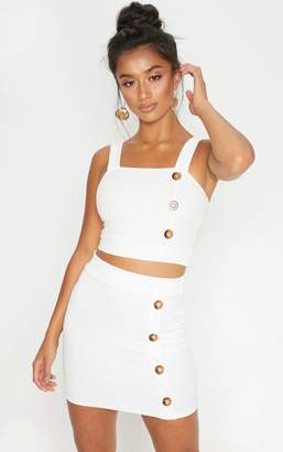 PrettyLittleThing Petite White Button Detail Mini Skirt