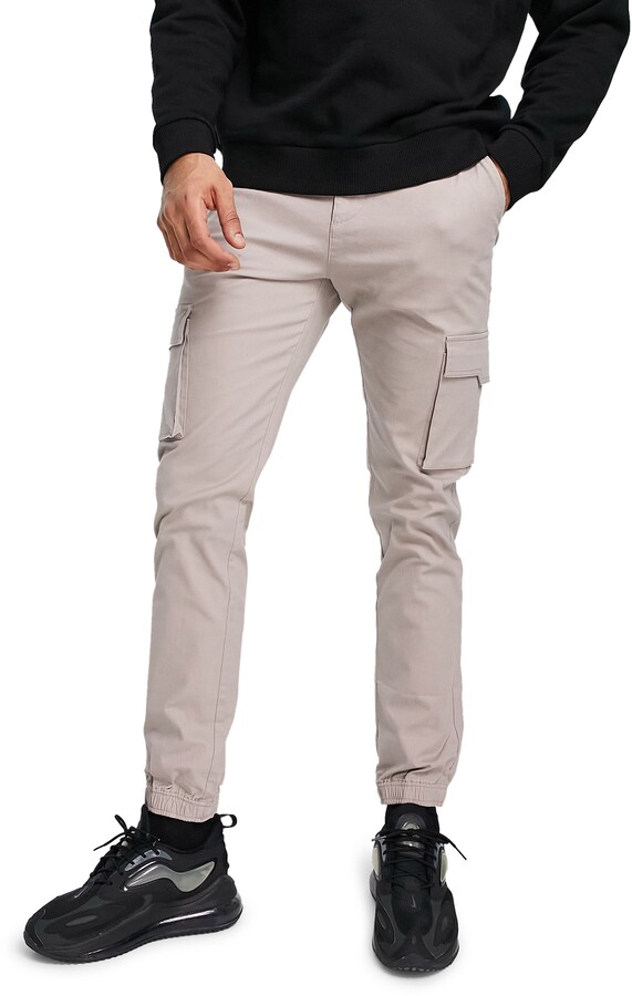 Asos Design Tapered Cargo Pants In Dark Brown With 3d Pockets