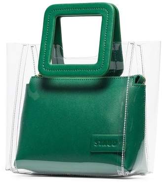 clear Staud green and Mini Shirley leather and PVC tote