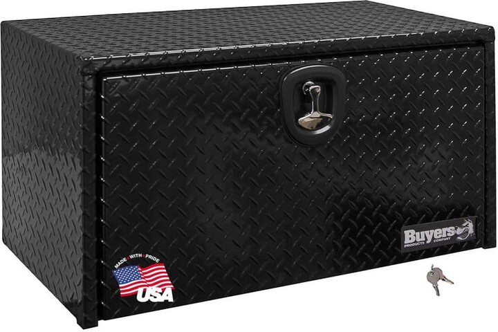 Buyers Products 18 in. x 18 in. x 18 in. Gloss Black Diamond Tread Aluminum Underbody Truck Tool Box