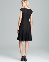 Thumbnail for your product : Anne Klein V Neck Textured Knit Fit and Flare Dress - Cap Sleeve