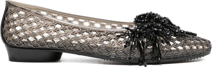 HEAVENLY JELLY Beaded Tassel Ballet Flats