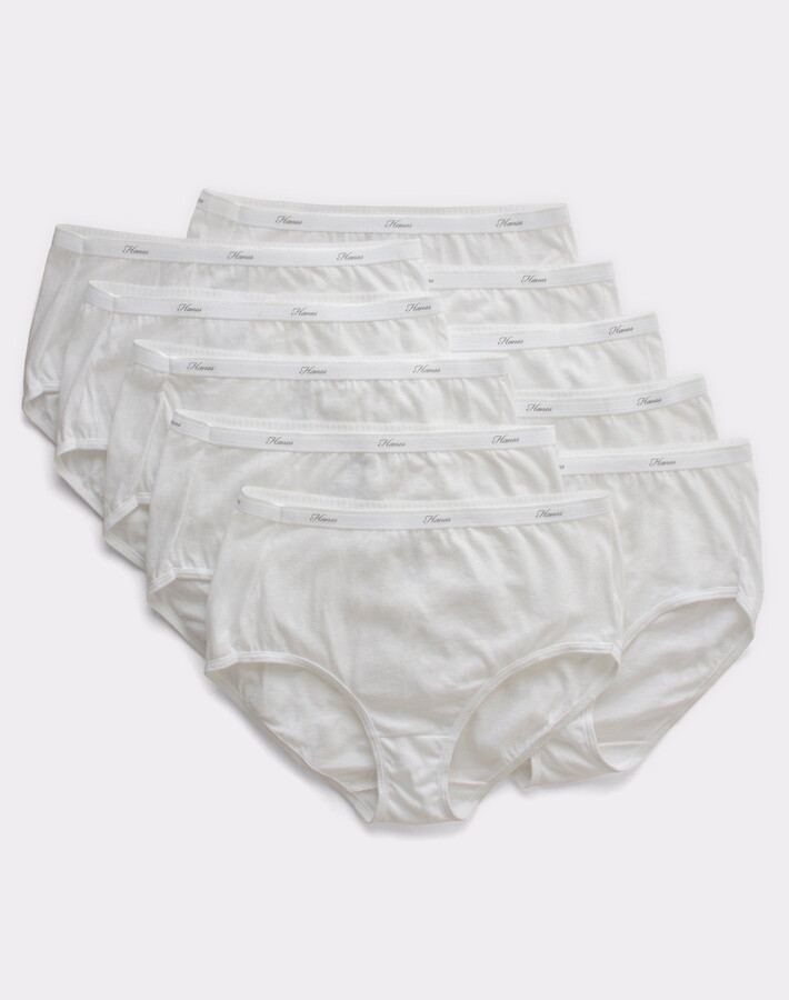 Hanes Women’s Breathable Cotton Brief Underwear, White or Assorted, 10-Pack 9