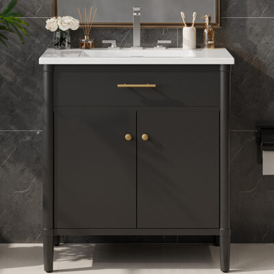 Stylish Bathroom Vanity with Sink, Dual-Storage System, and Soft-Close Doors for Enhanced Organization and Elegance.