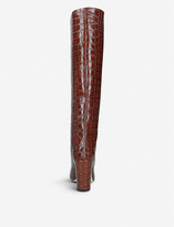 Thumbnail for your product : Paris Texas Block-heel croc-embossed leather knee-high boots