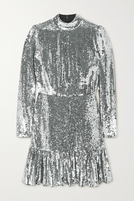 MICHAEL Michael Kors Sequined Recycled Tulle Mini Dress - Silver - ShopStyle
