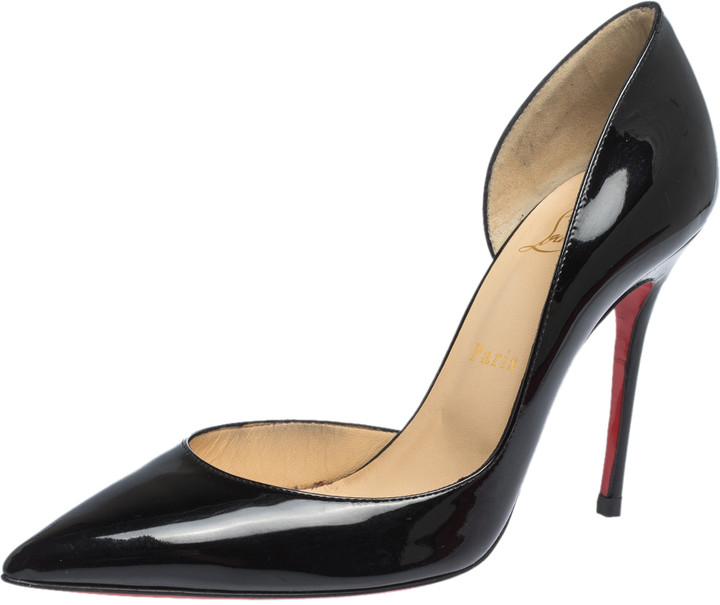 Christian Louboutin Black Patent Leather Iriza D'Orsay Pointed Toe ...