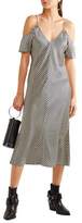 Thumbnail for your product : Alexander Wang T By Cold-Shoulder Striped Silk-Satin Midi Dress