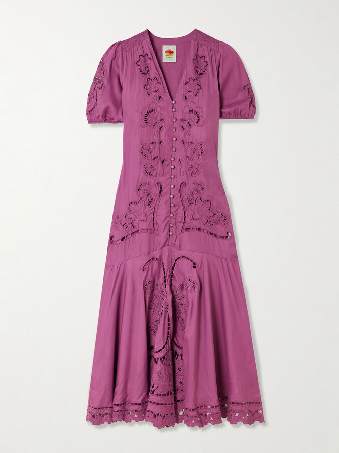 Farm Rio Richilieu Sateen Maxi Dress - Pink