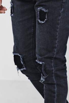 boohoo Skinny Fit Jeans With Patchwork Repairing