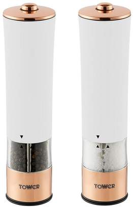 Tower Duo Electric Salt and Pepper Mill Set – White
