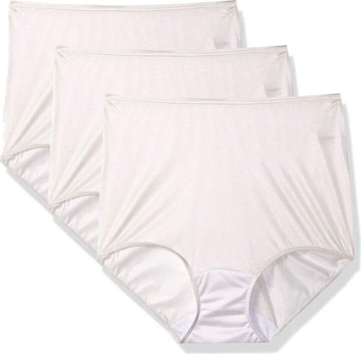 Shadowline Women's Plus Size Hidden Elastic Nylon Full Brief Panty 3 ...