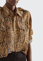 Thumbnail for your product : Ralph Lauren Collection Natalie Snake-Print Button-Down Shirt