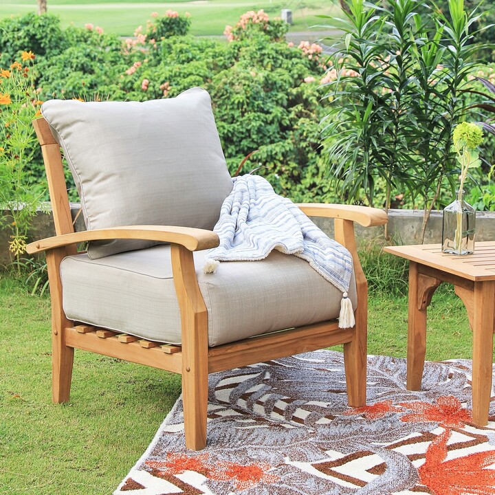 Cambridge Casual Leon Teak Plantation Teak Patio Lounge Chair with Cushion ShopStyle Chaises