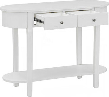 Elegant Retro Console Table With Curved Design And Smooth Glaze For Entryways, Living Rooms And Hallways (Antique White)